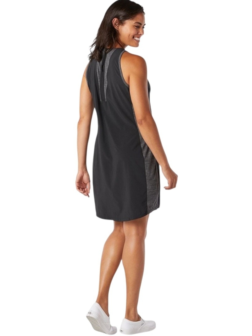 Smartwool Merino Sport Tank Dress Black/Gray Colorblock Size S SW016251 Back Zip
